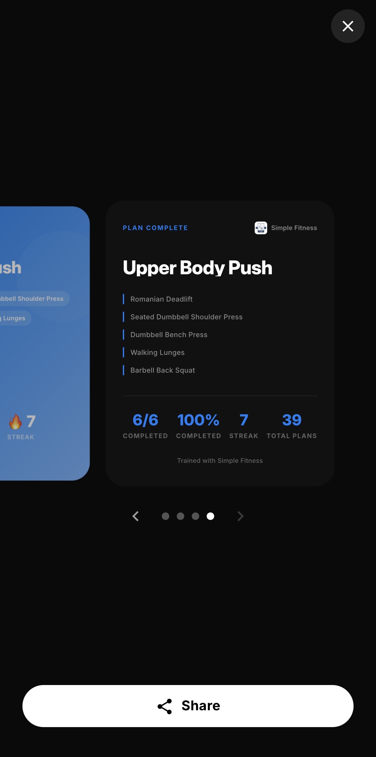 QuickCoach Pro branded workout share graphic automatically styled with coach logo and colours